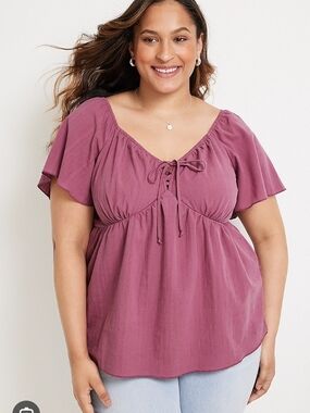 NWT Maurices Plus Size Tie Front Babydoll Blouse Women's Size XL